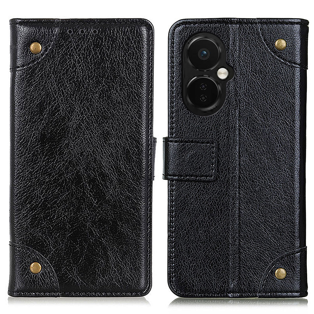 Shockproof Mobile Phone Case For OnePlus Nord CE 3 Lite 5G Nord N30 5G Brass Button Decor Nappa Texture Leather Phone Cover with Wallet Stand Shockproof Mobile Phone Case For OnePlus Nord CE 3 Lite 5G Nord N30 5G Brass Button Decor Nappa Texture Leather Phone Cover with Wallet Stand